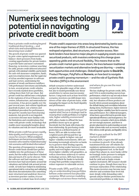 Global Capital Article - Numerix sees technology potential in navigating private credit boom